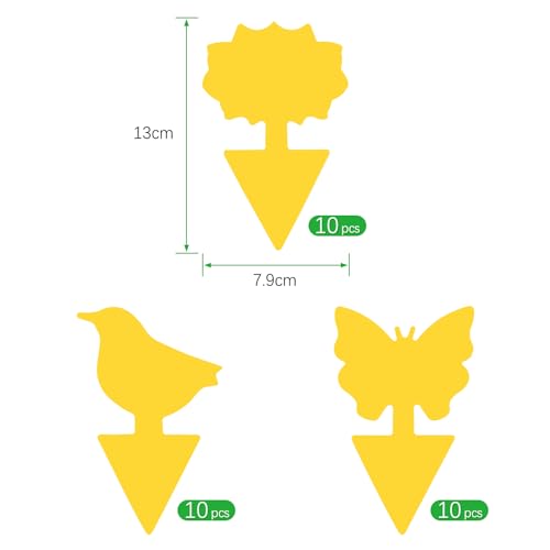 Beshine Obst Fliegenfallen, Gelber beidseitiger Pilz Gnat klebriger Fänger für Pflanzen Innen- und Außeninsekten Fliegenkontrolle, wasserdicht und ungiftig – Bild 3