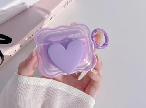 Image of Dezet Cute Soft Silicone Pouh Case for Airpods Pro GEN-2 (2022) � 3D Cartoon Animal Character Cover with Keychain Ring, Shockproof & Dustproof Protective Case for Kids & Girls (Heart Purple)