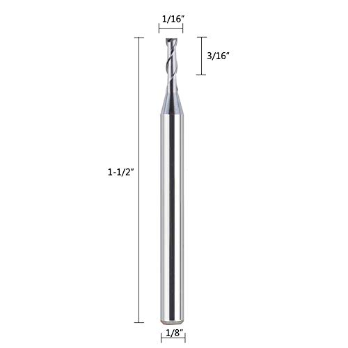 Spetool M03006 5Pcs 2-Flute Flat Nose Carbide End Mill 1/16 Inch Cutting Dia Upcut Router Bits Cutter 1/8 Inch Shank Cnc Machine Tools thumb #1