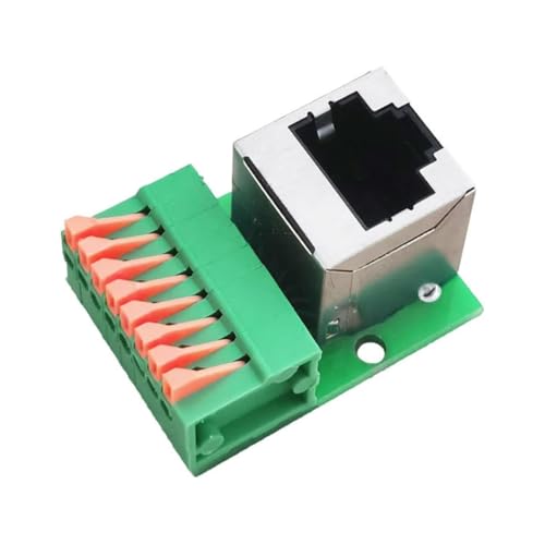 Harrisen 2 Stück RJ45 weibliches Lötfreier auf 8 Pin Schnellverdrahtungs-Anschlüsse, RJ45 8P8C Vertikal Buchse auf 8-polige Ethernet Adapter mit PCB Board