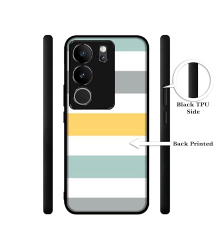 Image of Line Texture Design Premium 2D Printed Metal Back Case Cover for Vivo V29 5G / V29 Pro 5G, White