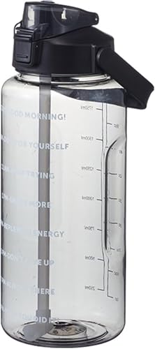 Image of 2 Liter Motivational Sports Gym Bottle Daily water intake with Time Markings BPA-Free. Leak proof For adults For Gym, Travel And office - (Jet Black)