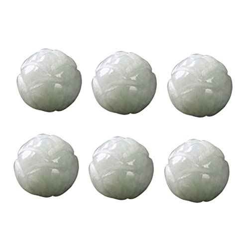 IMIKEYA 10pcs 10mm Lotus Jade Beads - Stone Carved Gemstone Loose Beads for Jewelry Making and