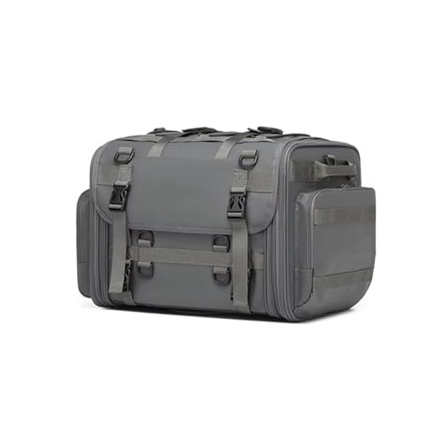 Sac arrière moto universel étanche avec volume extensible de 40 à 60L pour bagage de selle gris