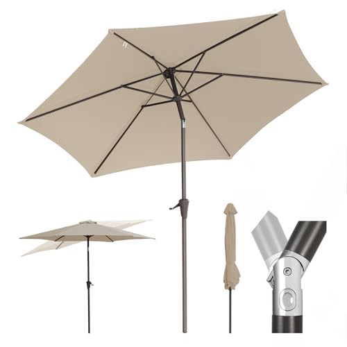 Sekey Sonnenschirm 270cm mit UV50+ Schutz, Wasserabweisend Gartenschirm mit Kurbelbedienung – Ideal für Garten, Balkon & Terrasse