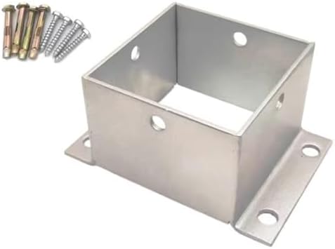 Stainless Steel Deck Post Base 4x4 to 20x20 cm, Square Railing Brackets, Pergola Fence Hardware Kit with Screws for Garden Pavilion & Corridor Installation