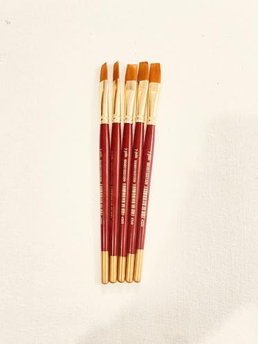 Image of polo Synthetic Hair Flat Brushes 7 | Pack of 5 | Professional Fine Edge Paintbrush Set for Acrylic, Watercolor & Oil Painting | Soft Bristles for Smooth & Even Strokes
