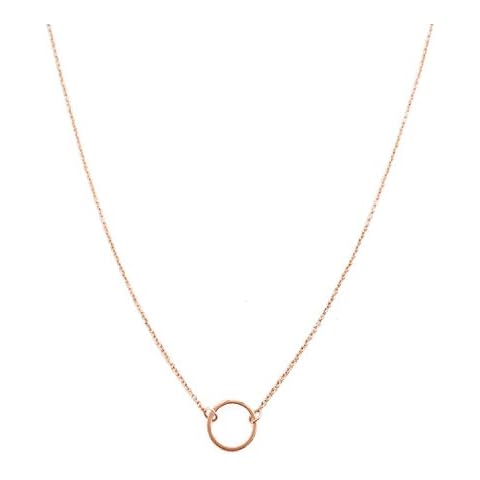 S.J JEWELRY Womens Simple Delicate Handmade 14k Gold Plated/Rose Gold Plated Dainty Circle Thin Open Circle Chain Star Choker Necklace Cover