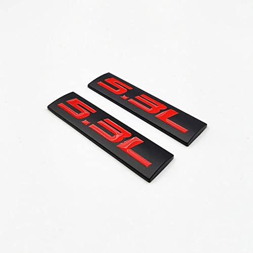 Image of 2X 5.3L Engine Alloy Auto Trunk Door Fender Bumper Badge Decal Emblem Self-Adhesive Tape Sticker (Black Red)
