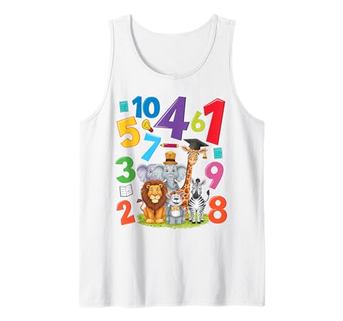 Idea de números del día de las matemáticas para niños, número de matemáticas de animales de safari Camiseta sin Mangas