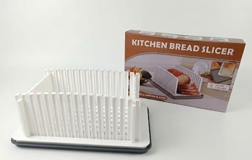 Premium Bread Slicer 2 Pieces Divider Crumbs For Homemade Sandwich Cutter sourdough cake Butter Knife Slicing Guide Adjustable Scorer Tool Sourdough Loaf Bagel Cawiu Manual Thin Accessories Cutting