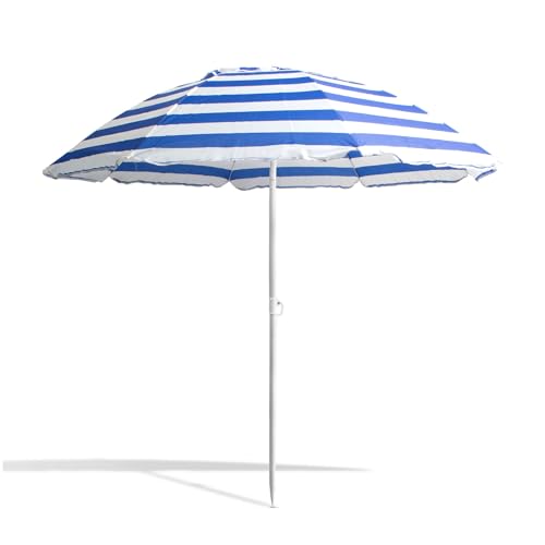 THE SECRET HOME - Sombrilla de Playa con Protección UV 50+ - Ø180 cm - Líneas Horizontales - Parasol Inclinable de Tela Oxford y Metal - Incluye Bolsa de Transporte – Ideal para Viajes y Camping