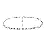 Farbe: silber Yazilind Frauen Schmuck Einstellbare Braut Hochzeit Choker Halskette Strass Legierung Kette Halsreif (Silber Choker)