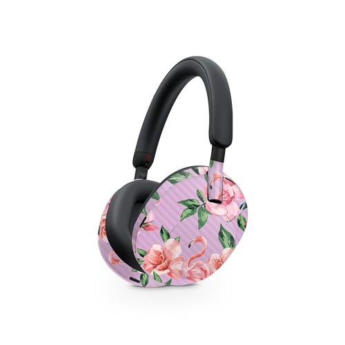 Image of MightySkins Carbon Fiber Skin Compatible with Sony WH-1000XM5 Headphones - Flamingo Rose | Protective, Durable Textured Carbon Fiber Finish | Easy to Apply