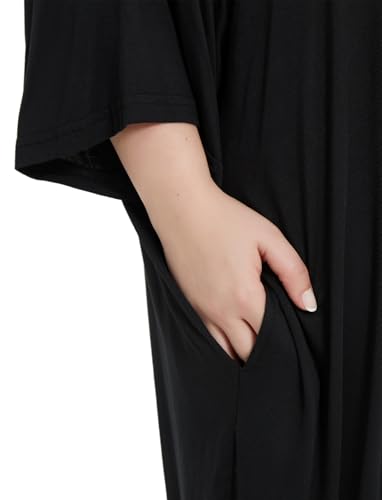 Image of KFUBUO Plus Size Nightgowns for Women Oversized Sleep Tshirts Dress Short Sleeves Sleepwear With Pocket Fit S-5XL