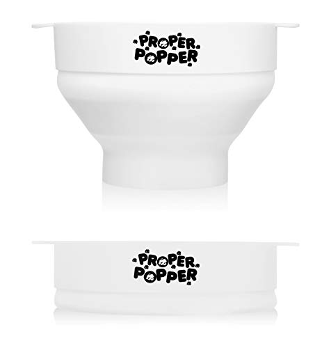 Image of The Original Proper Popper Microwave Popcorn Popper, Silicone Popcorn Maker, Collapsible Bowl BPA Free & Dishwasher Safe - (White)