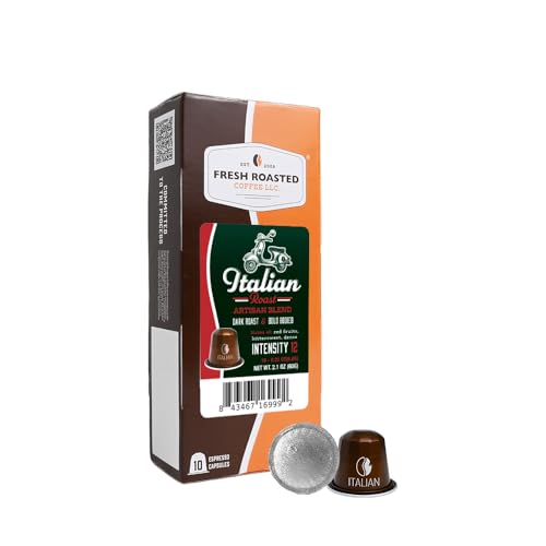 Image of Fresh Roasted Coffee, Italian Roast Espresso Capsules for Nespresso OriginalLine, Dark, Kosher, 10 Recyclable Aluminum Capsules