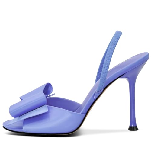Image of Satin High Heels Slingback Open Toe Mules Sandals Bow Stiletto Sexy Heels Comfortable Wedding Party Shoes