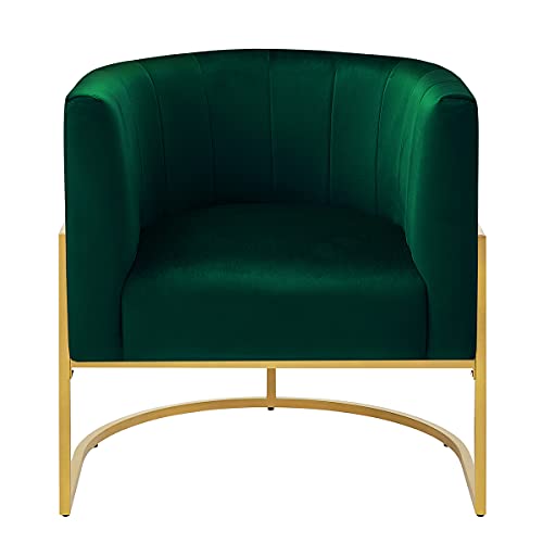 24Kf Upholstered Living Room Chairs Modern Jade Greentextured Velvet Accent Chair With Golden Metal Stand-Jade Green #TOP2