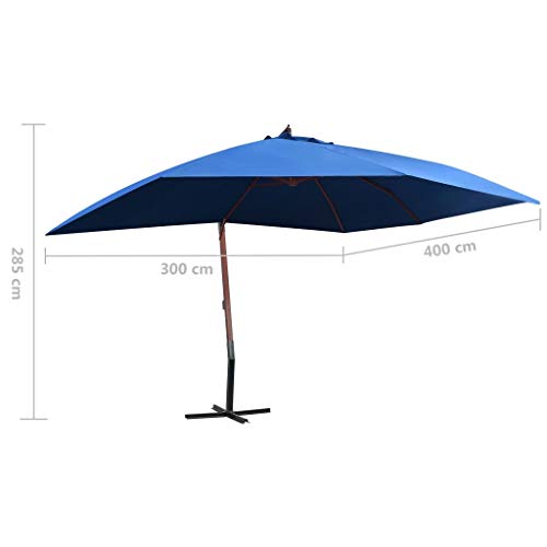 Catherinol Sombrilla de jardín colgante con palo, Parasol Terraza, Sombrilla Terraza Exterior, Sombrilla Jardin, Parasol Jardin, Sombrilla Playa, Parasol Excentrico, de madera azul 400x300cm - imagen 8
