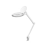 LED Klemm- Lupenleuchte mit harmonischer 7, 5W LED-Ringbeleuchtung und 125mm Kristall-Glaslinse mit 1, 75x Vergrößerung