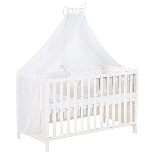 roba Multifunktionsbett Sterne grau mit Beistellfunktion, Lattenrost, Matratze, Bettreduzierer, Himmel, Himmelstange, Kinderbett, Anstellbett, Babybett, höhenverstellbar, Liegefläche 60x120 cm, weiß roba Multifunktionsbett Sterne grau mit Beistellfunktion, Lattenrost, Matratze, Bettreduzierer, Himmel, Himmelstange, Kinderbett, Anstellbett, Babybett, höhenverstellbar, Liegefläche 60x120 cm, weiß