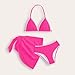 8-17 Girls 3 Piece Halter Swimsuit Big Kids Swimwear with Cover Up Skirt Bathing Suits Fashion Beach Bikini Sets Hot Pink