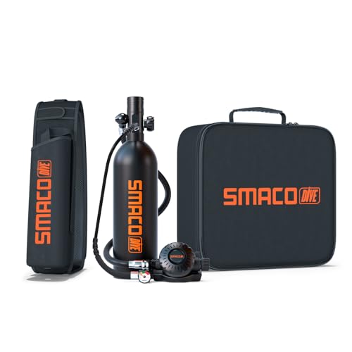 SMACO Scuba Tank Diving Gear for Diver 1L Mini Scuba Tank up to 20 Minutes Dive Time Small Emergency...