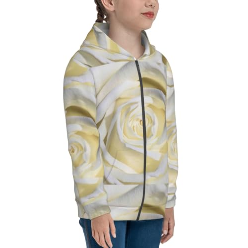White Rose Kid Hoodies Boys Zip Up Sweatshirts Girls Pullover with Pocket4