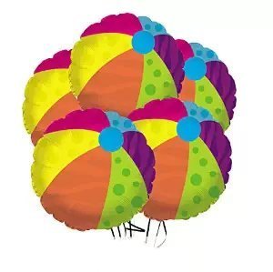 Pmu Beach Ball 18 Inches Mylar Balloon Pkg/5 #TOP13