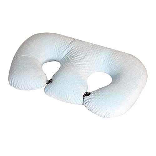 KEAAN Almohada de lactancia multifuncional para gemelos, almohada de lactancia materna para mujeres embarazadas, lavable a máquina, tela de algodón doble almohada de apoyo, gris