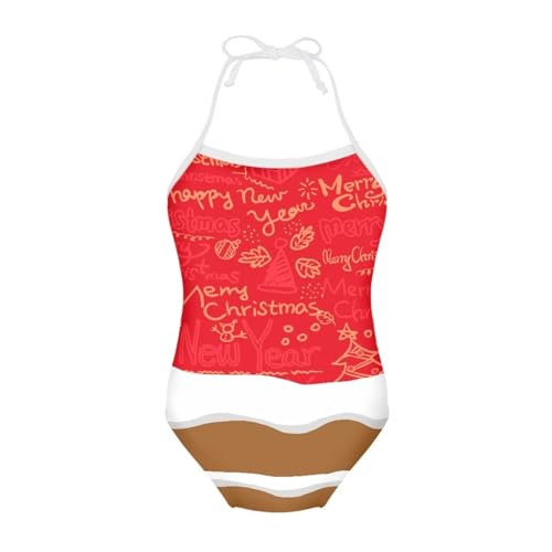 Image of Girls One Pieces Christmas Swimsuit Cute Swimwear Bathing Suits Beach Sport Halter Swimwear Vacation Pool Party Size