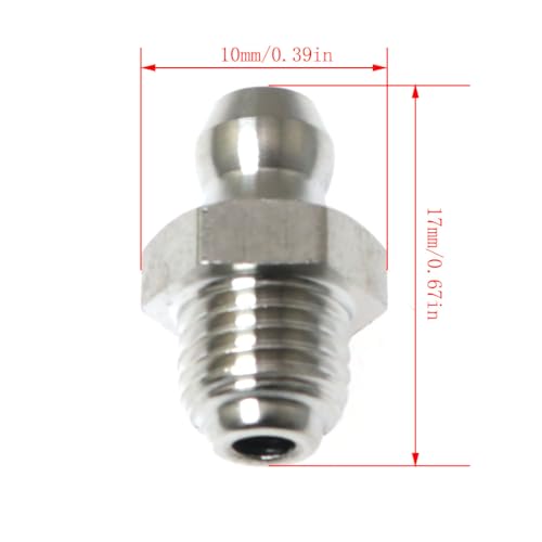 Image of RLECS 10pcs 201 Stainless Steel Straight Nozzle Nipple M8*1mm Straight Grease Fitting Threaded Hydraulic Grease Fitting Male Threaded Straight Hydraulic Grease Fitting Assortment Kit