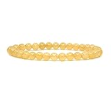 Angelstones Natural Yellow Jade Gemstone 6mm Round Beads Stretch Bracelet 7' Unisex
