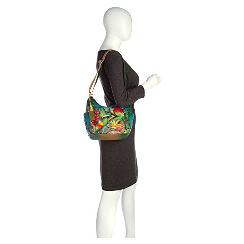 Image of Anuschka Women's Genuine Leather Shoulder Bag | Hand Painted Original Artwork | Classic Hobo With Studded Side Pockets | Genuine Leather