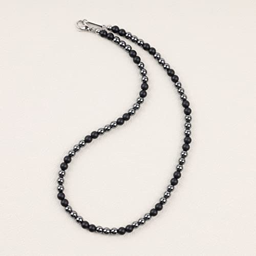 Gavu Hematite Matte Onyx Healing Crystal Necklace For Men 24" #TOP2