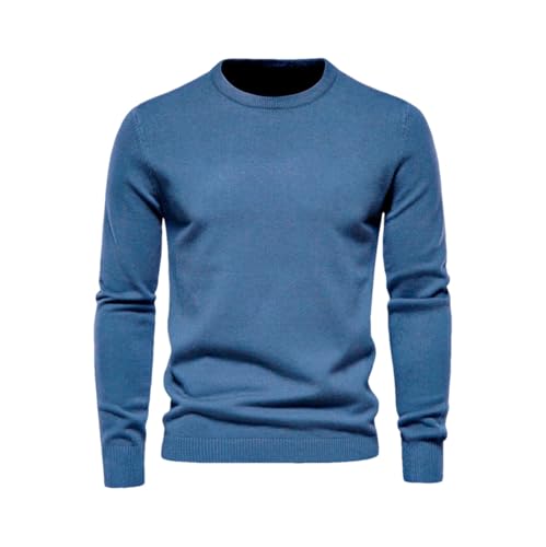 Men's Urban Fashion Pullover - Casual Knitted O-Neck Long-Sleeved Leisure Basic Solid Color Top - Main Image
