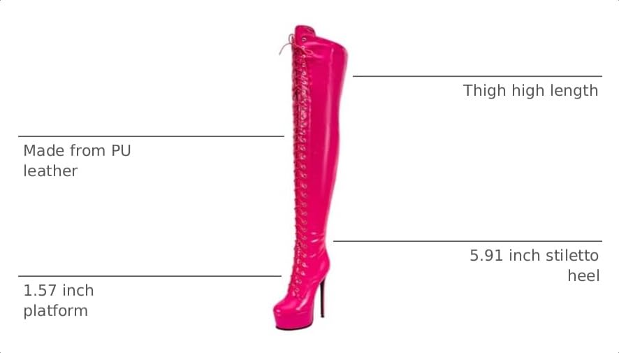 Image of Shiny leather Thigh high boots for Women Stiletto heel Platform Over the knee Round toe back zipper Sexy Front Strappy high heel Cosplay Custume unisex boots