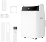 Powerful 12000 BTU Portable Air Conditioner - 5-in-1 Cooling, Fan, Dehumidifier, Ventilation - Dual Digital Display, 2 Fan Speeds, 24H Timer, Sleep Mode, Window Kit for Rooms up to 550sq.ft