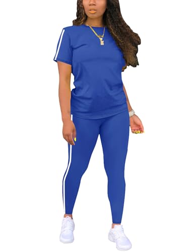 BNGPIKLY Lounge Sets for Women 2 Piece Casual Travel Sweatsuits Outfits Loungewear Matching Sets Women Clothing Blue L