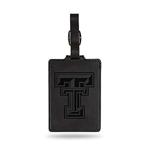 Rico Industries NCAA Texas Tech Red Raiders Black Laser Engraved Ultra Suede Luggage Tag - Includes ID Card 2.75 * 3.5 inches