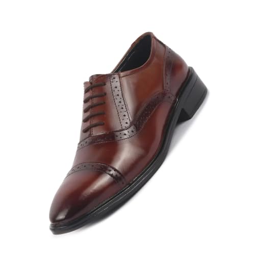 Image of FAUSTO Men Genuine Leather Formal Lace Up Brogue Shoes for Office | Meeting Event Shoes with Comfort