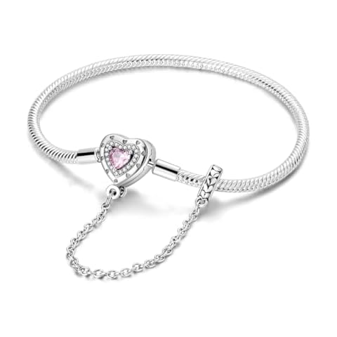 MULA 925 Sterling Silver Snake Chain Charm Bracelet Butterfly Heart Clover with 5A Cubic Zirconia Bracelets for Women Cover