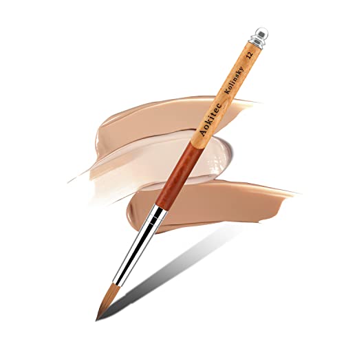 Acryl Pinsel für Nägel #12 Sable Kolinsky Nagelpinsel für Acrylnägel Zobelhaar Acrylpinsel für Nagelkunst Nagellack-Pinsel aus Holz Gelpinsel Maniküre Werkzeuge Cover