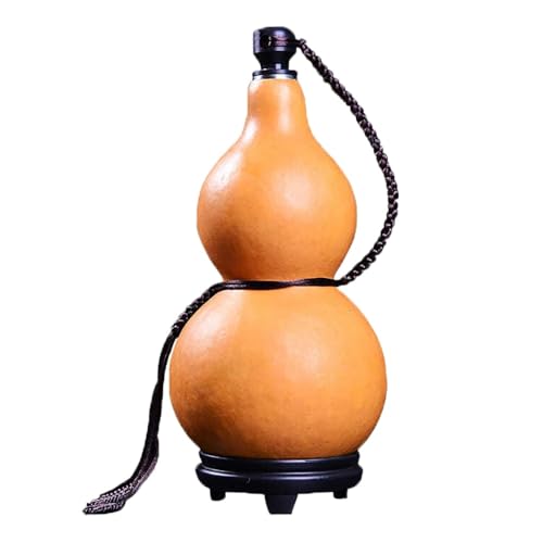 HGRYNDRO Botella De Vino De Calabaza Natural, Botella De Agua Portátil For Exteriores, Antifiltración De Cera De Abejas, Fácil De Limpiar, Adorno De Calabaza For El Hogar(35.3oz/1000ML)