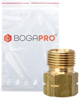 BOGAPRO Łącznik gazowy 1/4 cala gwint wewnętrzny LH x G 3/8 LH-KN gwint zewnętrzny, adapter, wąż gazowy, worek foliowy