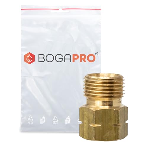 BOGAPRO Verbindungsstück Gas, 1/4 Zoll (11,44 cm) Innengewinde LH x G 3/8 Zoll (16,38 cm) LH-KN Außengewinde, Gasschlauch-Adapter, inkl. Polybeutel