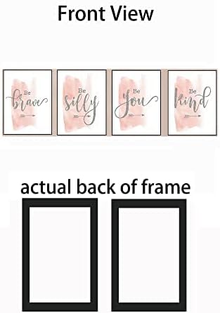 Set of 4 Teen Girl Framed Wall Art Canvas Painting Be Brave Inspirational Quotes Print Blush Grey Poster Picture Nordic Girls Bedroom Decor - Image 9