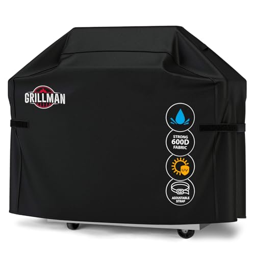 grillman premium grill cover for outdoor grill - heavy-duty waterproof bbq grill cover - rip-proof and wind-resistant - large barbecue gas grill cover for backyard - black (64" l x 24" w x 48" h)