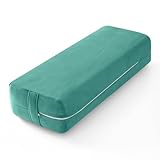 Wellsin Yoga Bolster Pillow for Restorative - Yoga Meditation Pillow with Washable Suede Cover, 27"X10" X5.5", Green